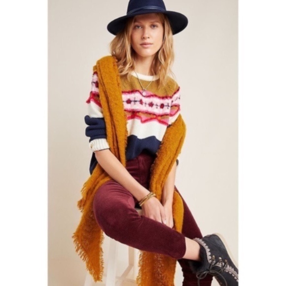 Anthropologie FIELD FLOWER Camellia Fairisle Sweater Pullover Fair Isle Medium - Picture 5 of 14